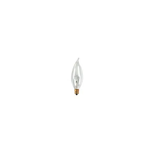 Bulbrite 40CFC/32/3 40 Watt Incandescent CA10 Flame Tip Chandelier Bulb, Candelabra Base, Clear - Cheap-Us