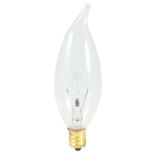Bulbrite 25CFC/32/2 25 Watt Incandescent CA10 Flame Tip Chandelier Bulb, Candelabra Base, Clear - Cheap-Us