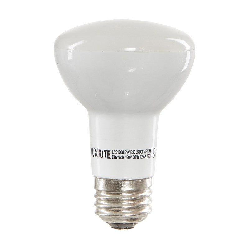 Luxrite LED BR20 Light Bulb, 6.5W, 460 Lumens, 3500K - Natural, 80 CRI, Frosted White Finish, Dimmable, Pack of 8 (LR31842) - Cheap-Us