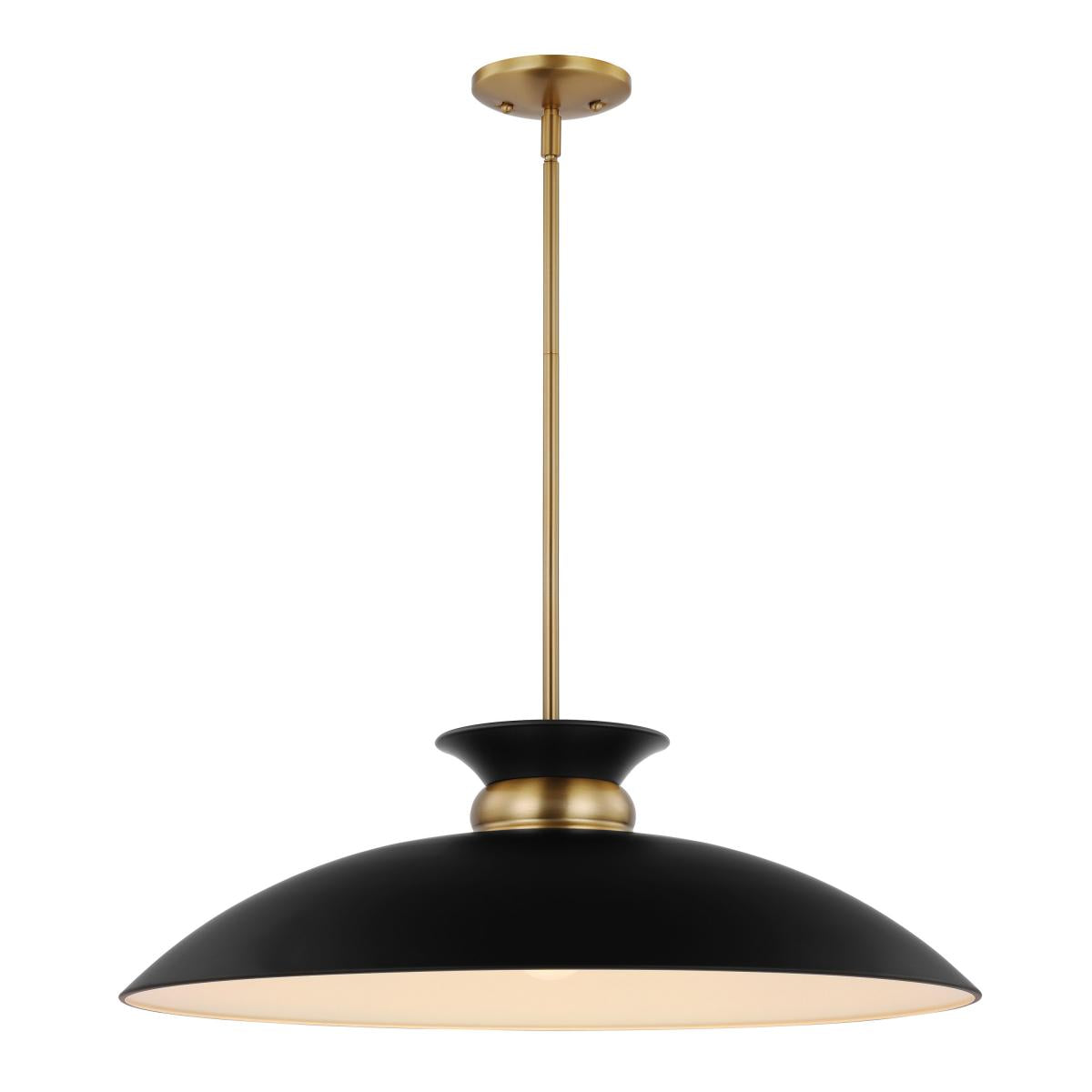 60-7462 PERKINS 1 LT LARGE PENDANT Perkins; 1 Light; Large Pendant; Matte Black with Burnished Brass - Cheap-Us