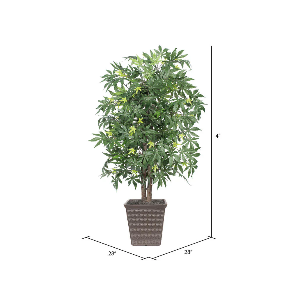 Vickerman 4' Artificial Japanese Maple Bush Brown Square Plastic Container - Cheap-Us