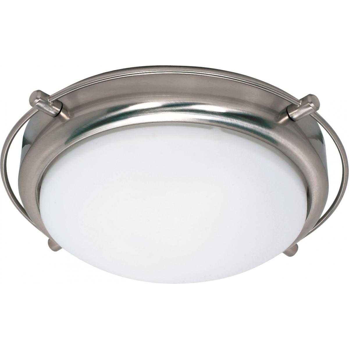 Satco Nuvo Polaris 2-Light 14-Inch Flush/Semi-Flush Mount Fixture With Satin Frosted Glass Shades - Brushed Nickel Finish - Cheap-Us