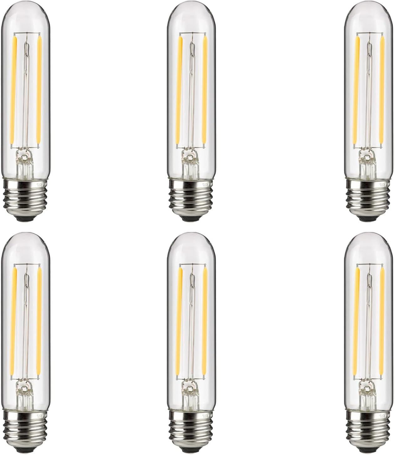 Sunlite 41793 LED Edison T10/T30 Tubular Light Bulb, 2 Watts (25W Equivalent), 160 Lumens, Medium E26 Base, 120 Volts, Dimmable, 90 CRI, UL Listed, Clear, 5000K Super White, 6 Pack - Cheap-Us