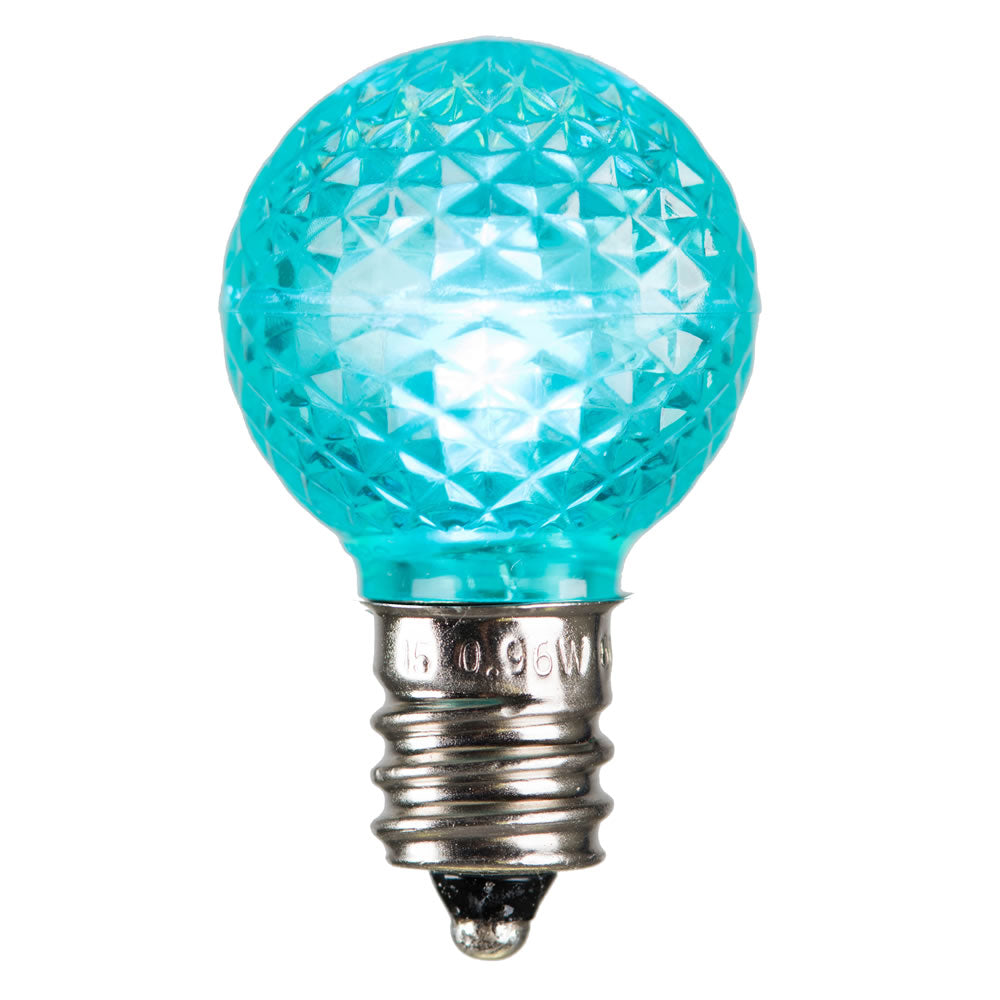 Vickerman G30 LED Teal Faceted Bulb E12 Nickel Base 120V .6 Watts Dimmable 25 Bulbs per Pack - Cheap-Us