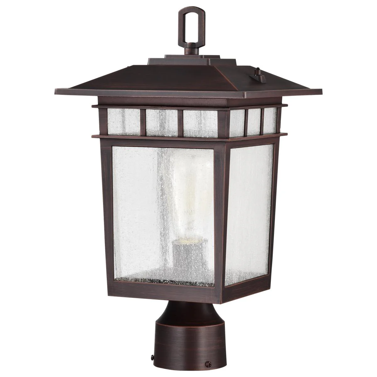 60-5952 COVE NECK 1LT OUTDOOR LG POST Cove Neck Collection Outdoor Large 16 inch Post Light Pole Lantern; Rustic Bronze Finish with Clear Seeded Glass - Cheap-Us