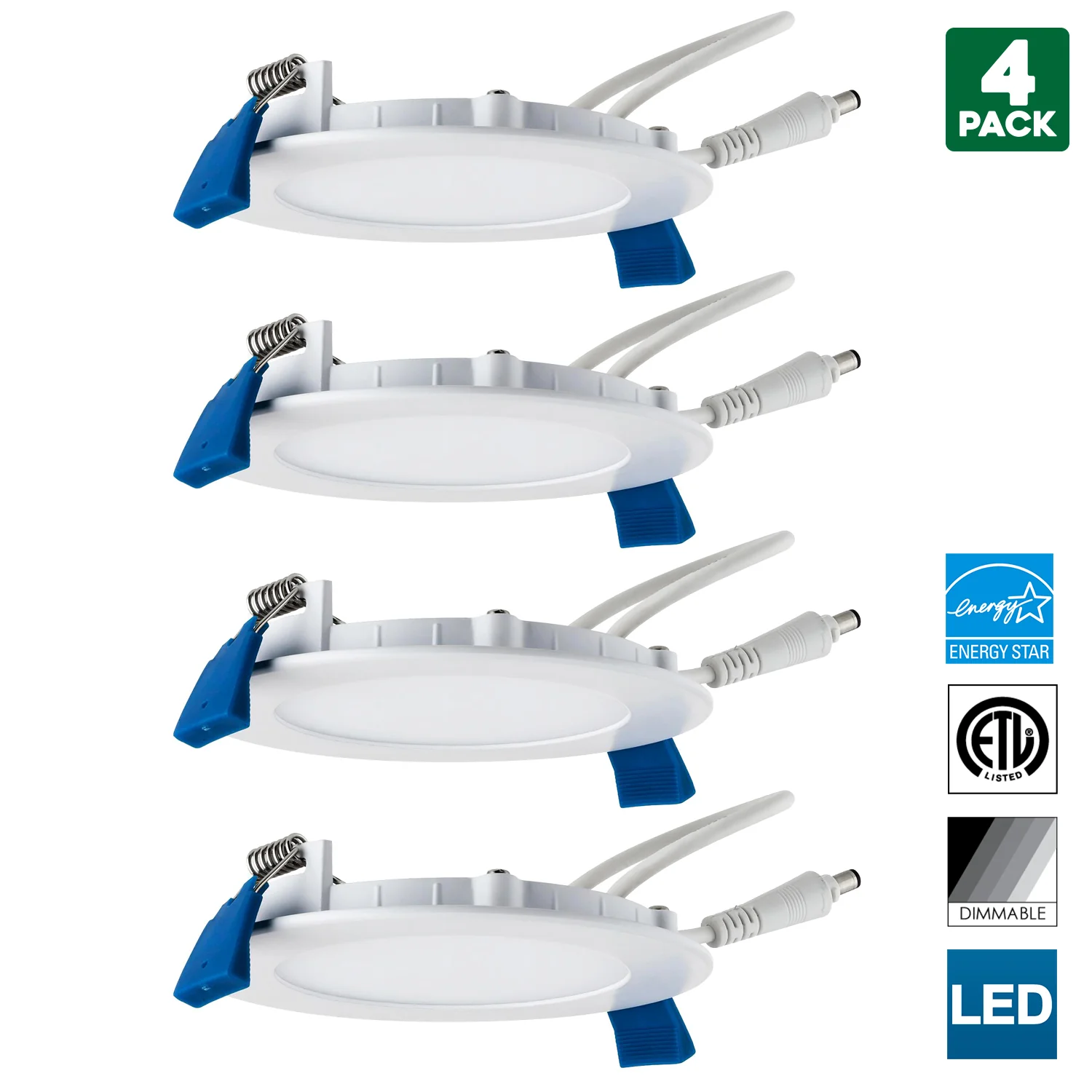 Sunlite 82056-SU LED Round Slim Downlight Retrofit Fixture, 4 Inch, 10 Watt, Dimmable, 650 Lumen, 1 Pack, 50K - Super White - Cheap-Us