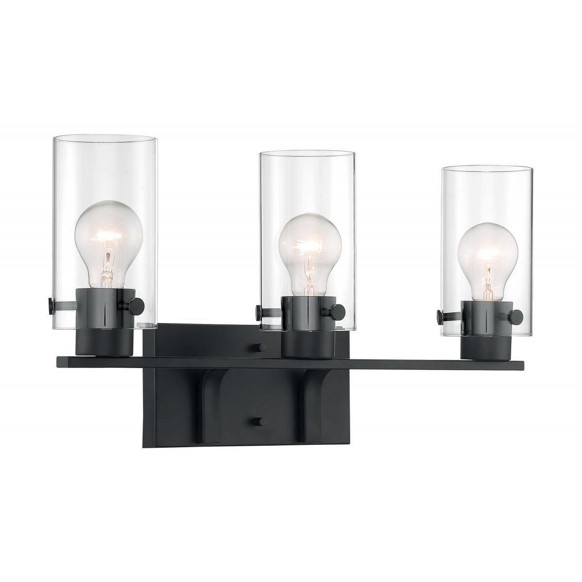 60-7273 SOMMERSET 3 LIGHT VANITY Sommerset - 3 Light Vanity with Clear Glass - Matte Black Finish - Cheap-Us
