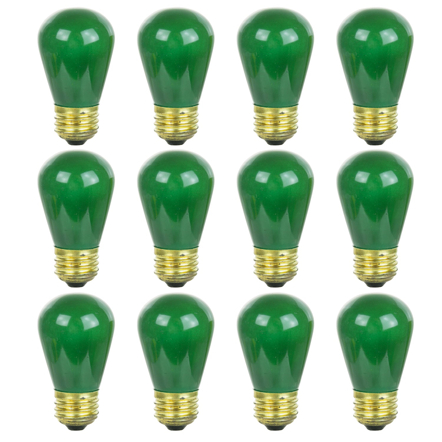Sunlite 41478-SU S14 Incandescent Colored Party String Light Bulb, 11 Watts, Medium Base (E26), Dimmable, Mercury Free, Green 12 Pack - Cheap-Us