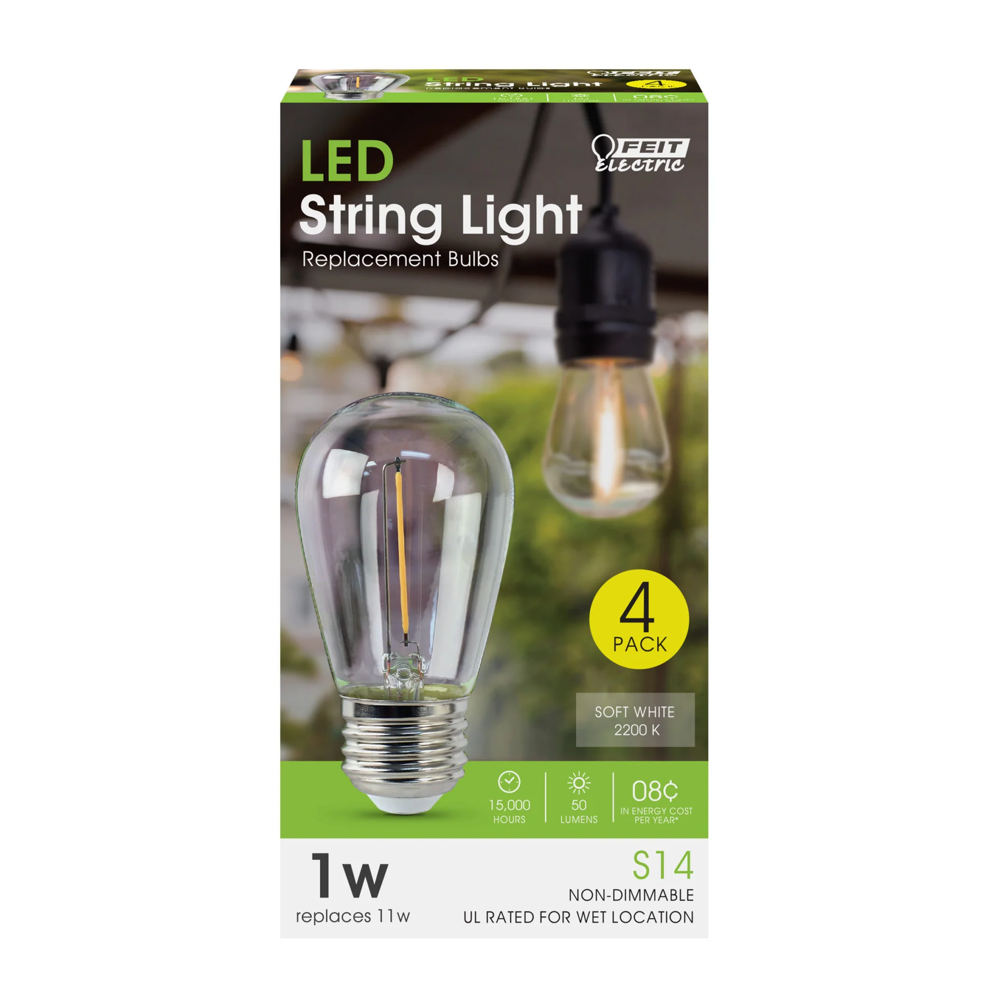 11 Watt Equivalent S14 LED String Light Replacement Bulbs - Cheap-Us