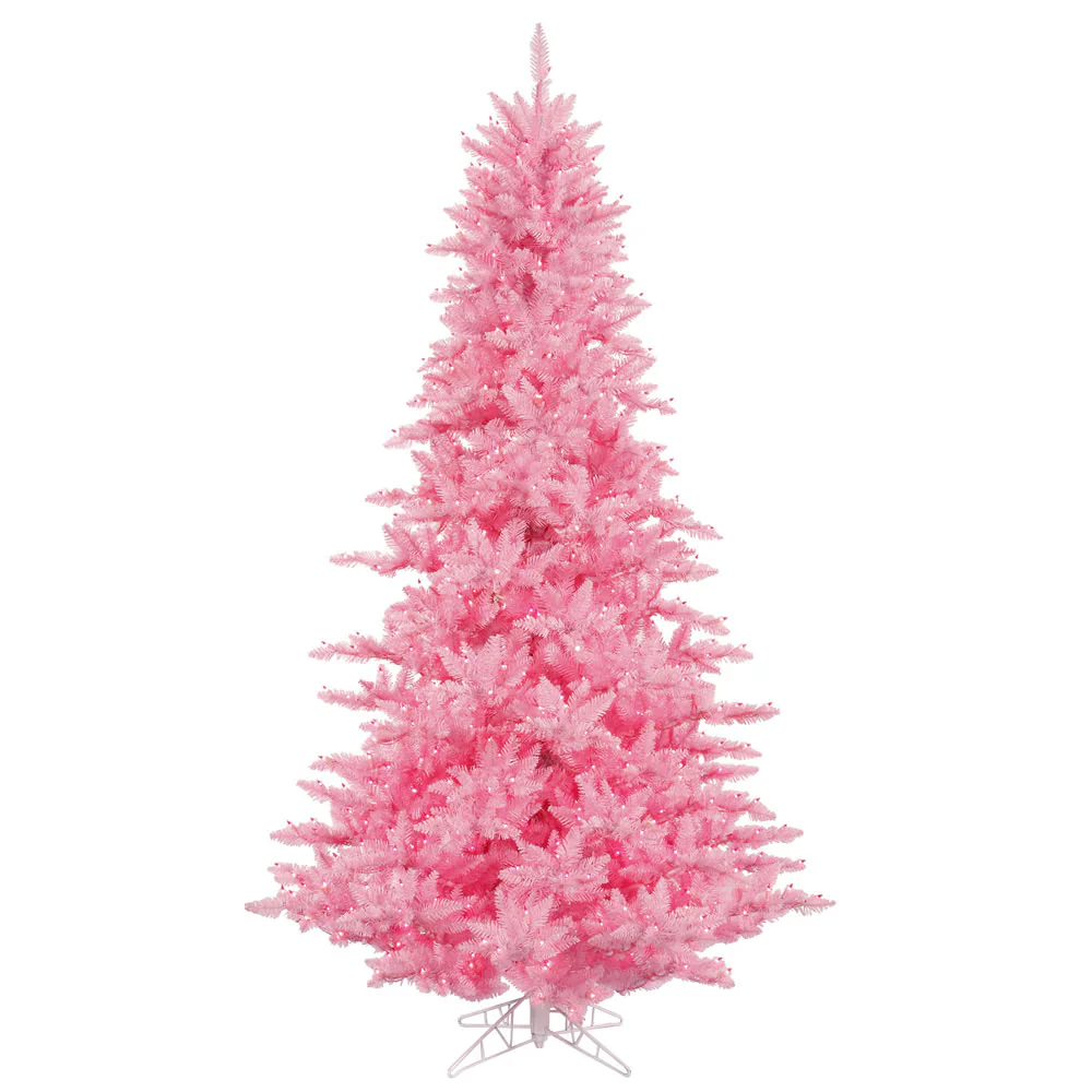 Vickerman 7.5' Pink Fir Artificial Christmas Tree Pink  Dura-lit LED Lights - Cheap-Us