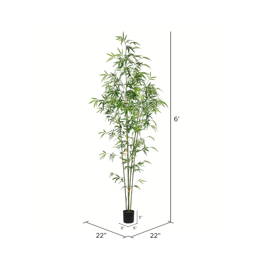 Vickerman 6' Artificial Potted Mini Bamboo Tree. - Cheap-Us