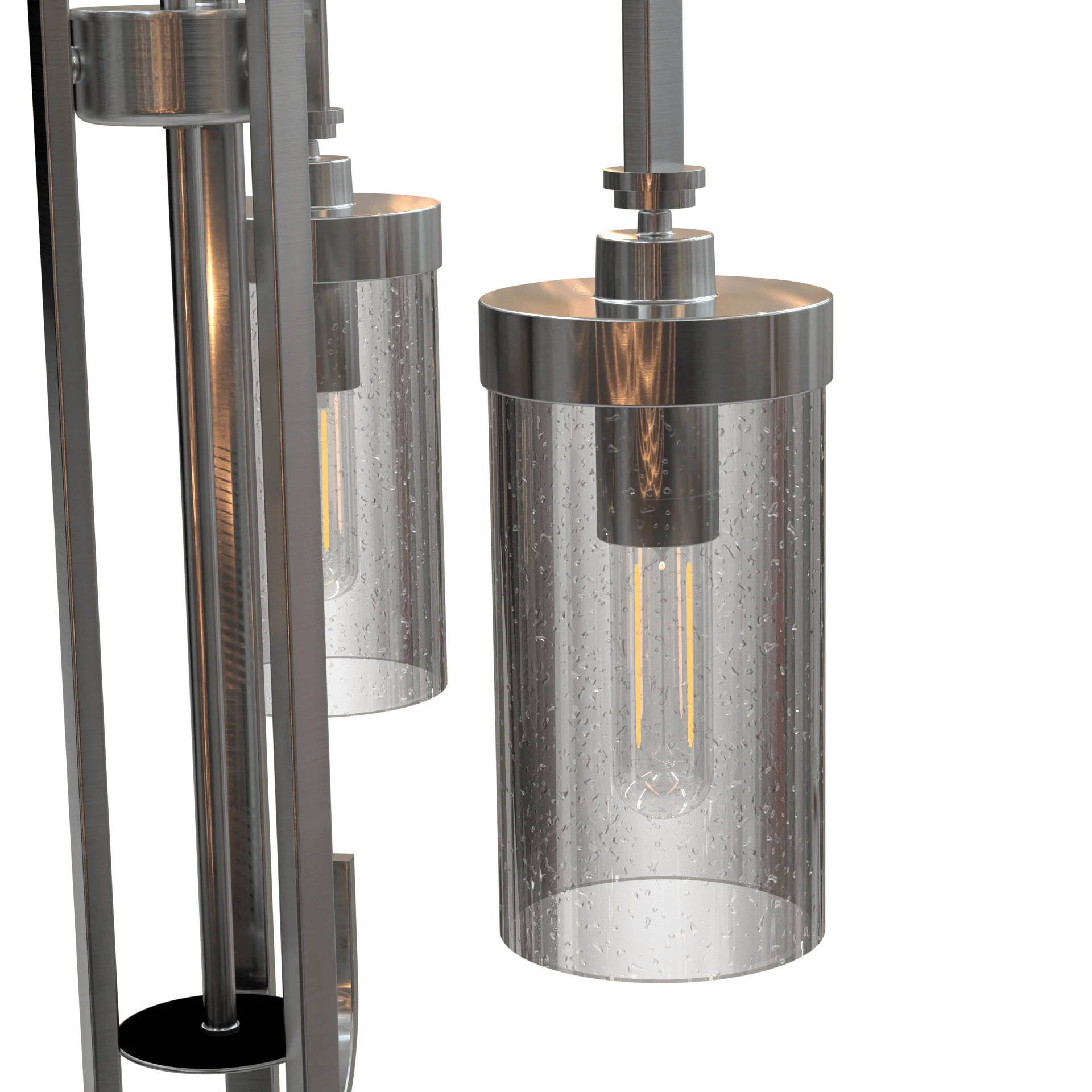 Kristin Three Light Contemporary Chandelier Fixture Brushed Nickel with Clear Seedy Glass Shades - Cheap-Us