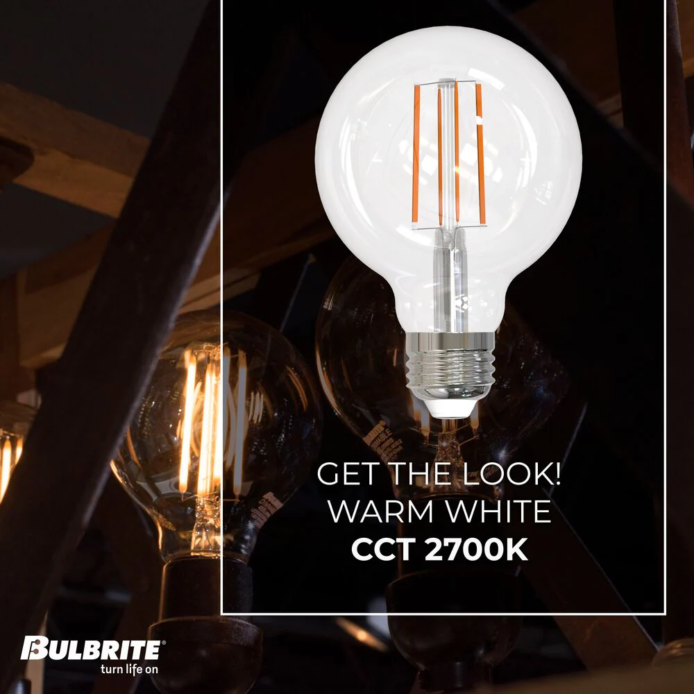 Bulbrite LED Filament Pack of (4) 13 Watt Dimmable G25 Light Bulbs with a Clear Finish and Medium (E26) Base - 2700K (Warm White Light), 1400 Lumens - Cheap-Us