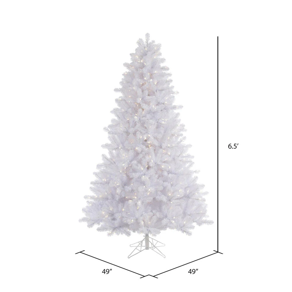 Vickerman 6.5' Crystal White Pine Artificial Christmas Tree Pure White LED Lights - Cheap-Us