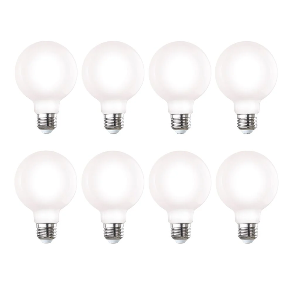 Bulbrite Pack of (8) 7 Watt Dimmable Milky Filament G25 Medium (E26) LED Bulb - 650 Lumens, 3000K, and 80 CRI - Cheap-Us