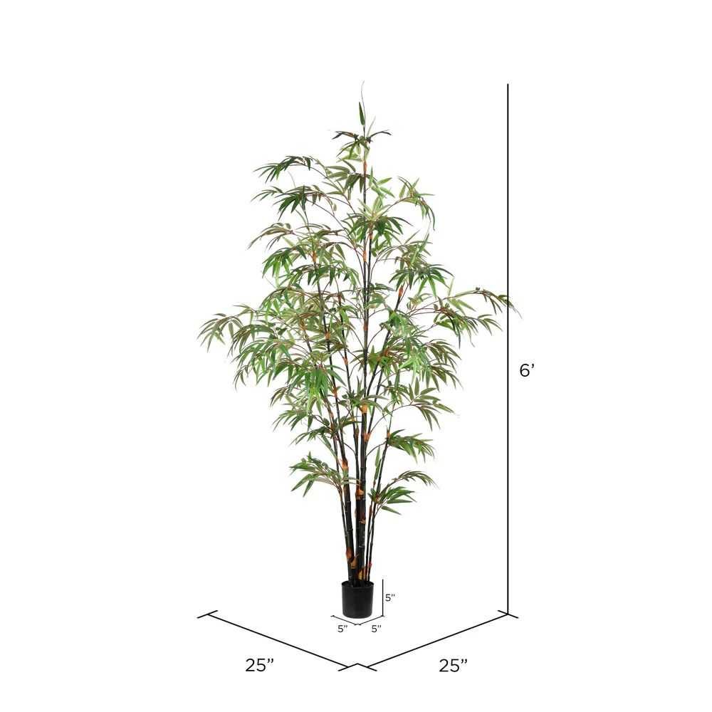Vickerman 6' Artificial Potted Black Japanese Bamboo Tree. - Cheap-Us