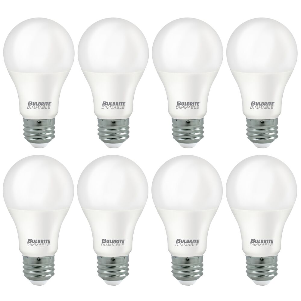 Bulbrite 60-Watt Equivalent A19 Dimmable E26 Base LED Light Bulb 4000K in Frost (8-Pack) - Cheap-Us