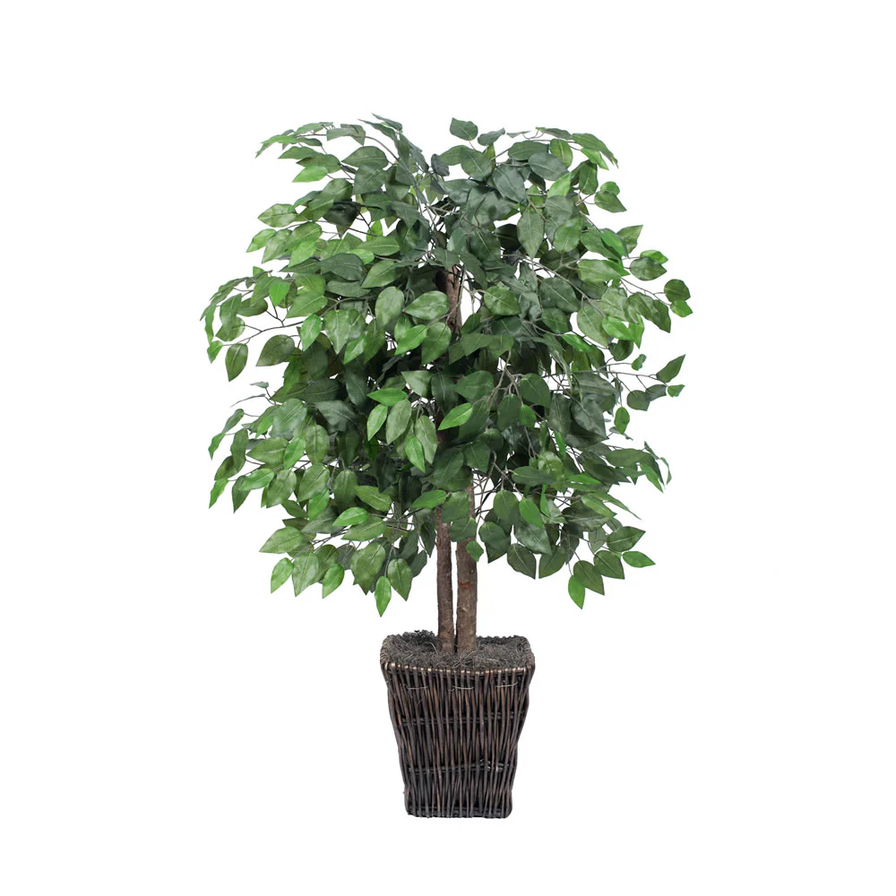 Vickerman 4' Artificial Ficus Bush Square Willow Basket. - Cheap-Us