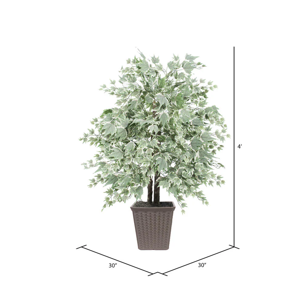 Vickerman 4' Artificial Silver Maple Bush Brown Square Plastic Container - Cheap-Us