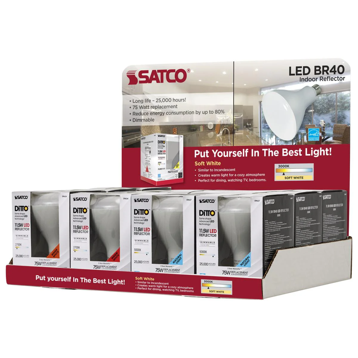 D2101 36PCS S9635 DISPLAY PACK Display Unit Containing 36 pieces; 11.5 Watt; LED BR40; 3000K; Medium base - Cheap-Us