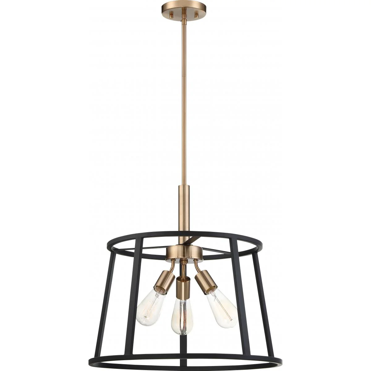 60-6642 CHASSIS 3 LIGHT PENDANT Chassis- 3 Light Pendant - Copper Brushed Brass and Matte Black Finish - Cheap-Us