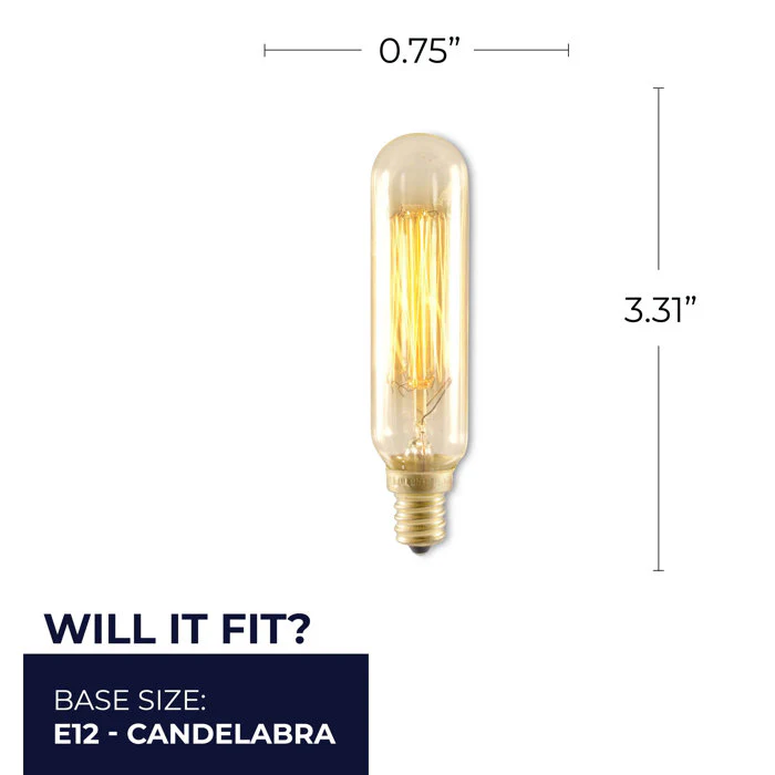 BULBRITE INCANDESCENT T6 CANDELABRA SCREW (E12) 25W DIMMABLE NOSTALGIC LIGHT BULB 2200K/AMBER 4PK (132506) - Cheap-Us