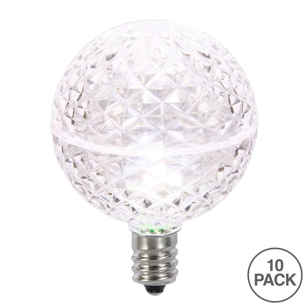 Vickerman G50 LED Pure White Replacement Bulb E12/C7 Nickel Base .38W 10 Bulbs per Pack - Cheap-Us