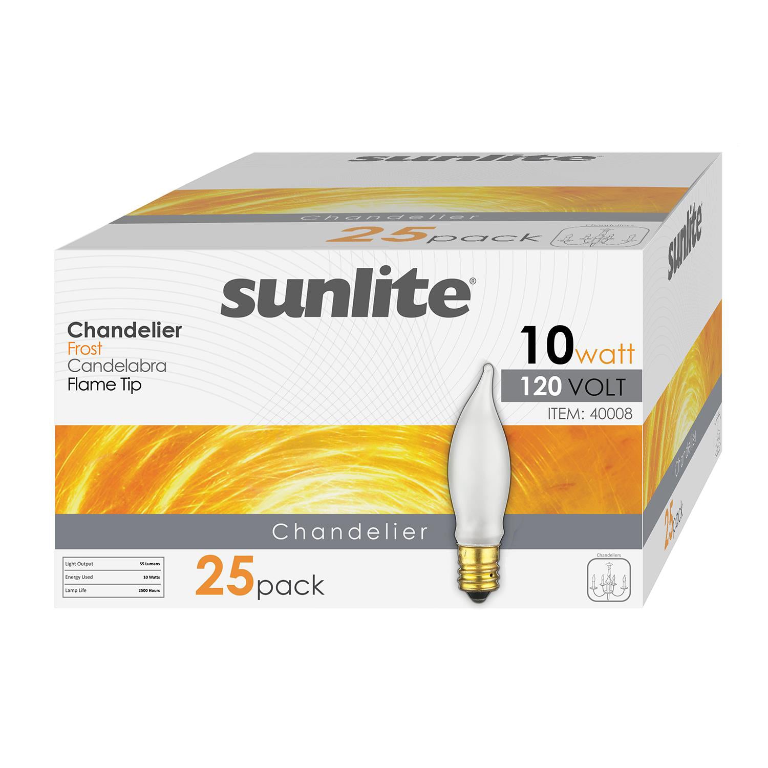 Sunlite 10 Watt Petite Chandelier , Candelabra Base, Frost - Cheap-Us
