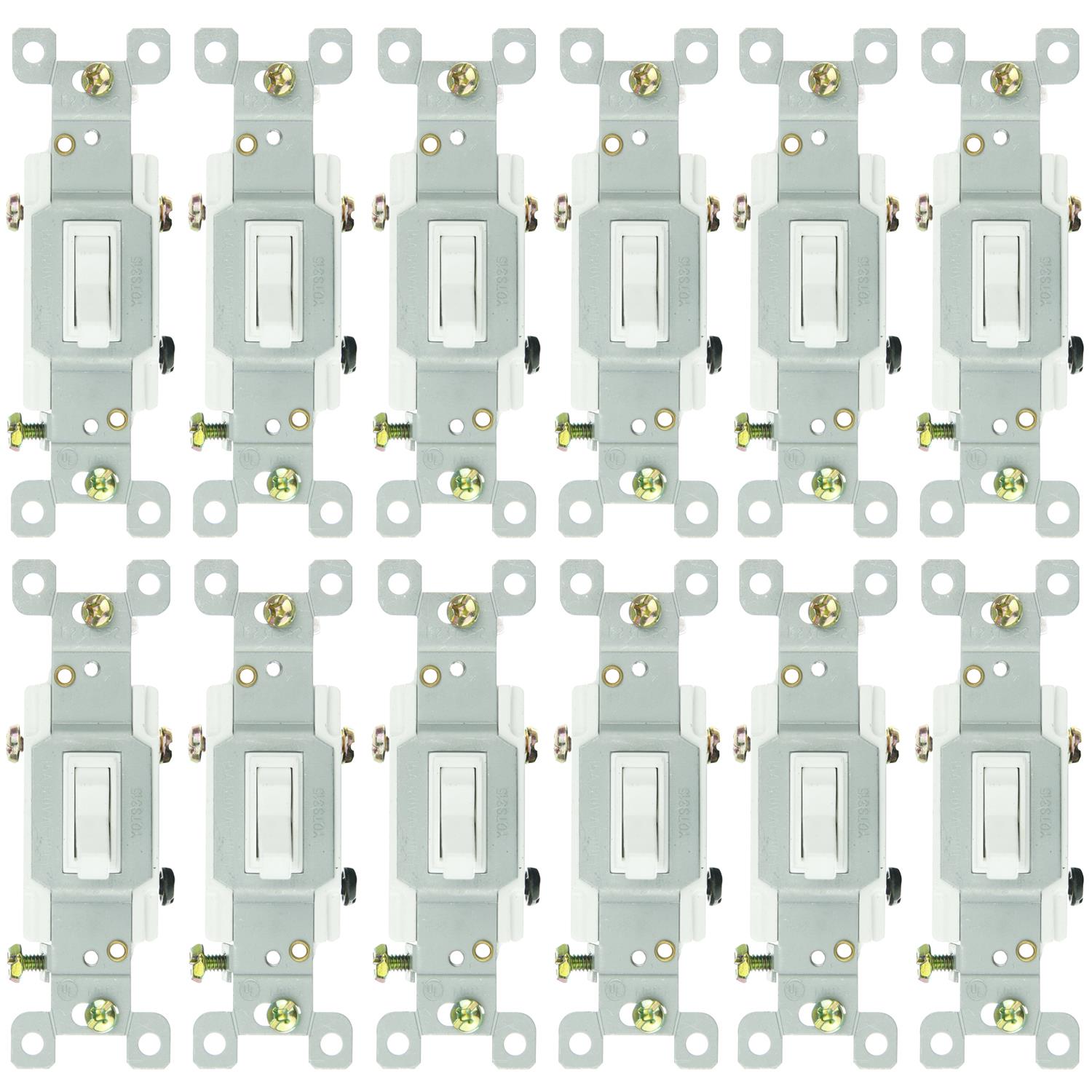 Sunlite E507/CD1 3 Way Grounded Toggle Switch, White - Cheap-Us