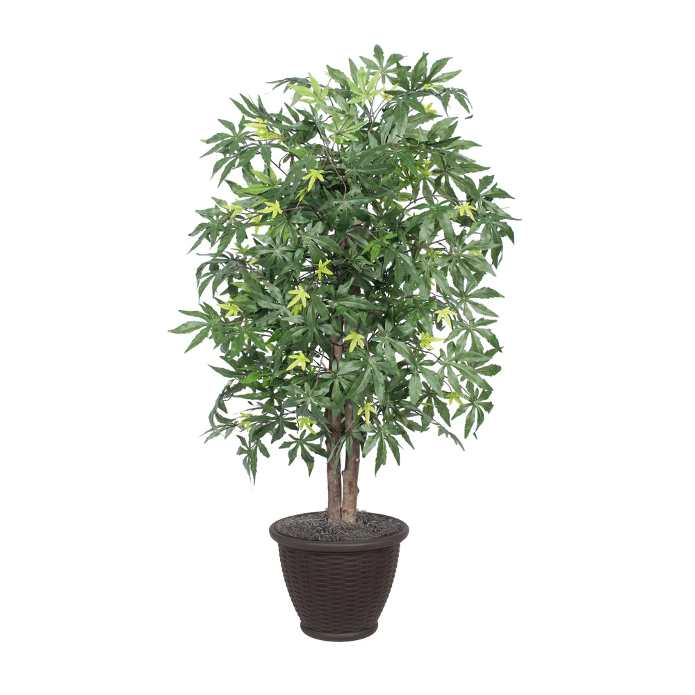 Vickerman 4' Artificial Japanese Maple Bush Brown Plastic Container. - Cheap-Us