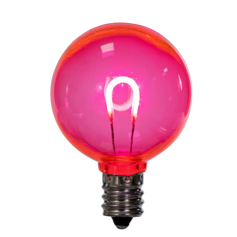 Vickerman G40 Transparent U-Shaped Filament Pink Bulb, E12 Base, .6 Watts, 25 Pcs Assorted/Bag.  Colors included are Blue, Red, Green, Purple and Amber. - Cheap-Us