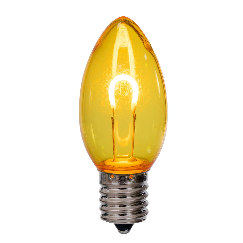 Vickerman C9 Transparent U-Shaped Filament Yellow Bulb, E17 Base, .6 Watts, 25 Pcs Assorted/Bag.  Colors included are Blue, Red, Green, Purple and Amber. - Cheap-Us