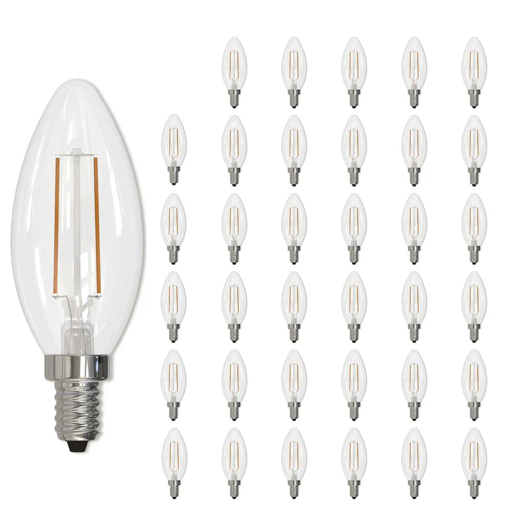 Bulbrite LED Filament B11 Dimmable Candelabra Screw Base (E12) Light Bulb 40 Watt Equivalent 2700K, Clear 36-Pack - Cheap-Us