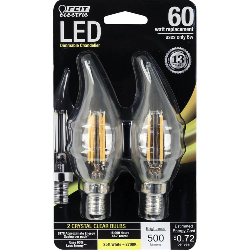 500 Lumen 2700K Dimmable Flame Tip LED - Cheap-Us