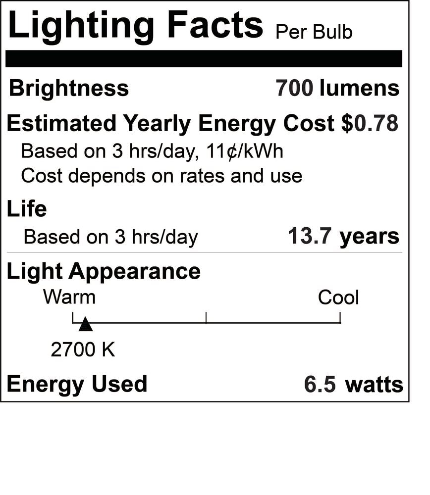 Bulbrite Pack of (2) 6.5 Watt 120V Dimmable Clear T6 LED Mini Light Bulbs with Candelabra (E12) Base, 2700K Warm White Light, 700 Lumens - Cheap-Us