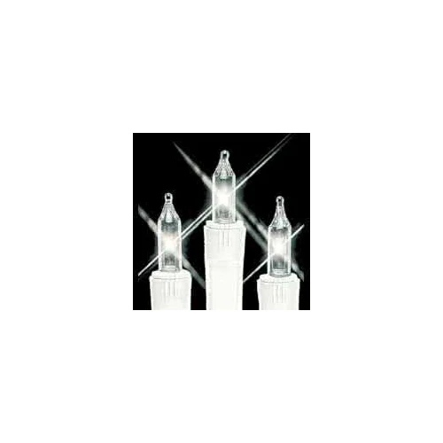 Clear Christmas Tree Mini Lights, 100 Lights, T1 3/4 Shaped, 21 Foot, White Wire, Steady Burning and Flashing - Cheap-Us