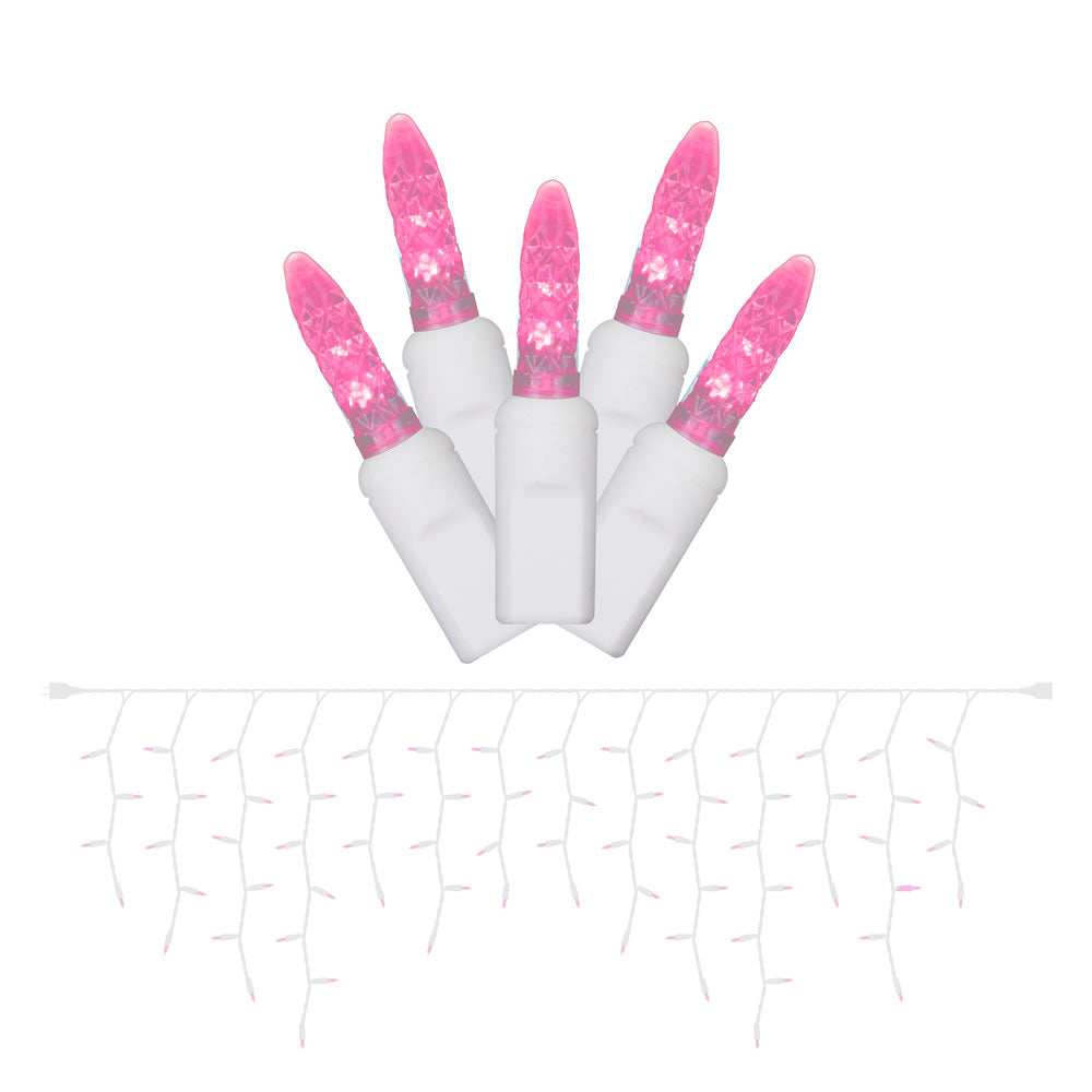 Vickerman 70 Magenta Twinkle M5 LED Icicle Light on White Wire 9' Light Strand. - Cheap-Us