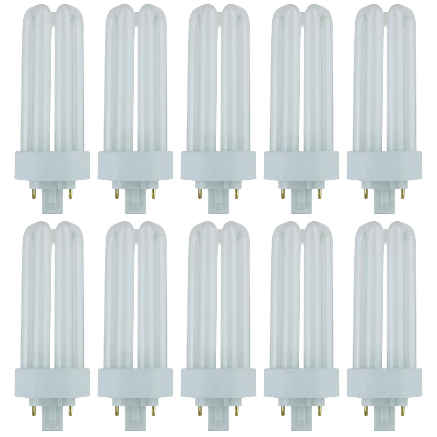 Sunlite PLT26/E/SP50K/10PK 5000K Super White Fluorescent 26W PLD Triple U-Shaped Twin Tube CFL Bulbs with 4-Pin GX24Q-3 Base (10 Pack) - Cheap-Us