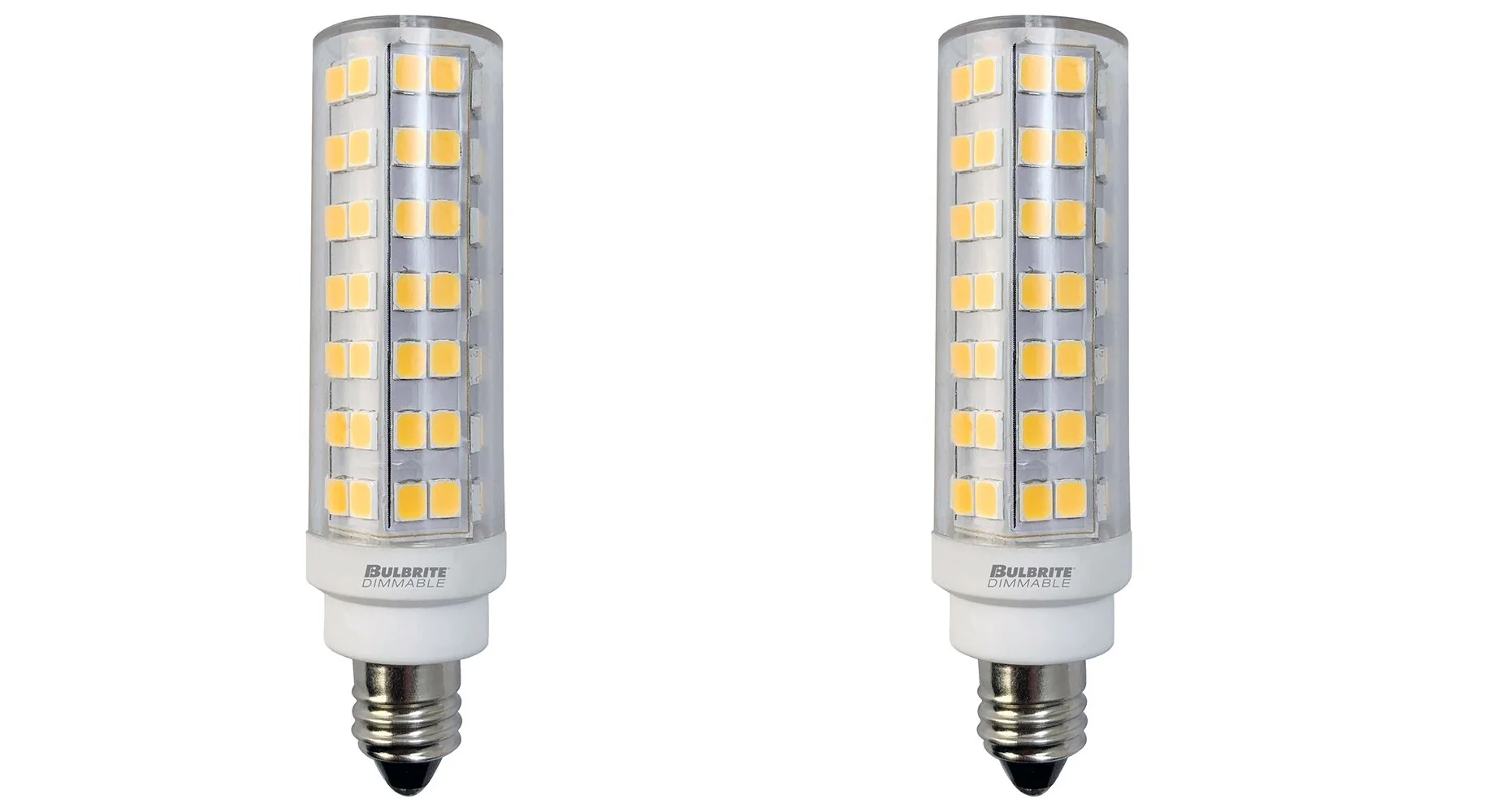 Bulbrite Pack of (2) 6.5 Watt 120V Dimmable Clear T6 LED Mini Light Bulbs with Mini-Candelabra (E11) Base, 3000K Soft White Light, 700 Lumens - Cheap-Us