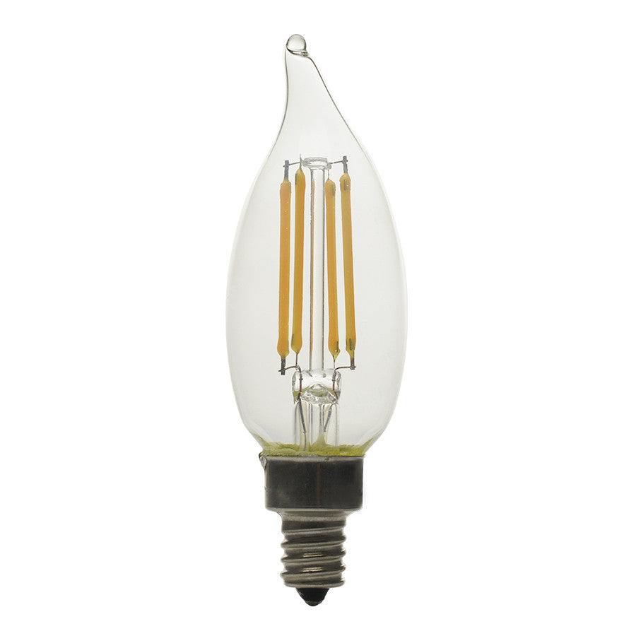 Luxrite LED Flame Tip Chandelier Light Bulb, E12 Candelabra Base, 4W, 2700K - Warm White, 400 Lumens, 80 CRI, Clear Finish, Dimmable (LR21573) - Cheap-Us
