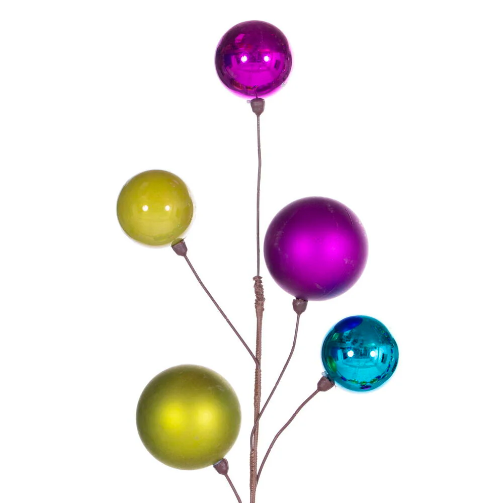 Vickerman 10' Fuchsia Lime And Turquoise Assorted Finish Branch Ball Ornament Garland. - Cheap-Us