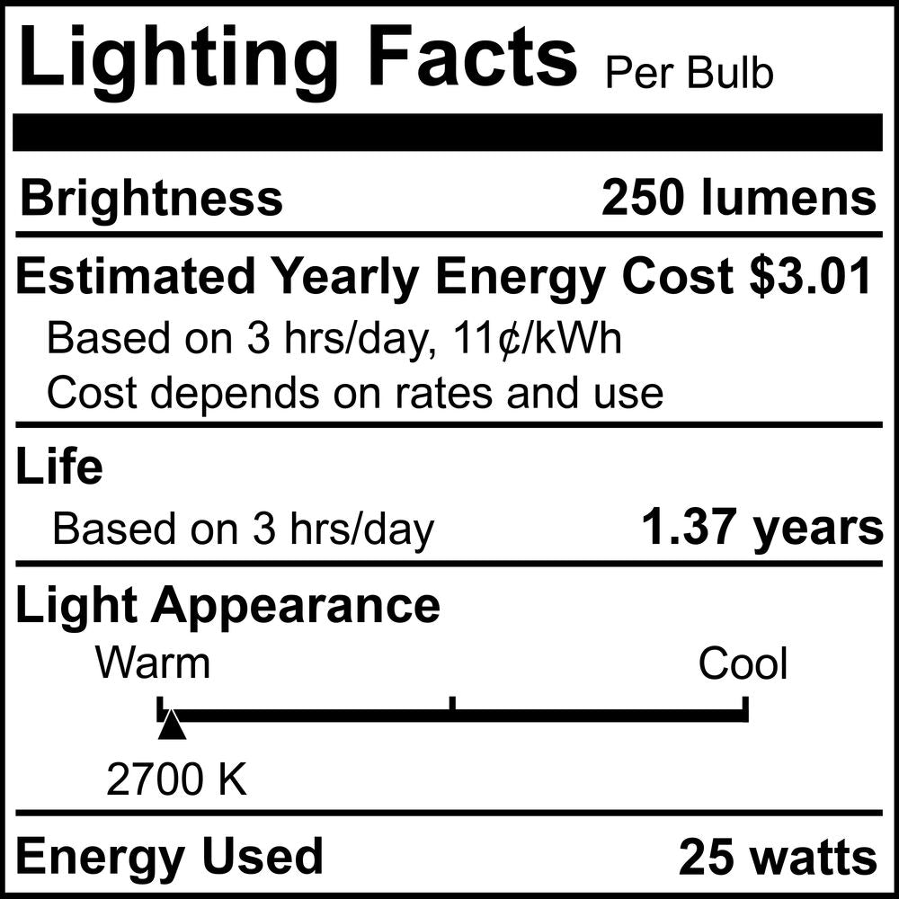 BULBRITE KRYPTON G11 CANDELABRA SCREW (E12) 25W DIMMABLE LIGHT BULB 2700K/WARM WHITE 20PK (461025) - Cheap-Us