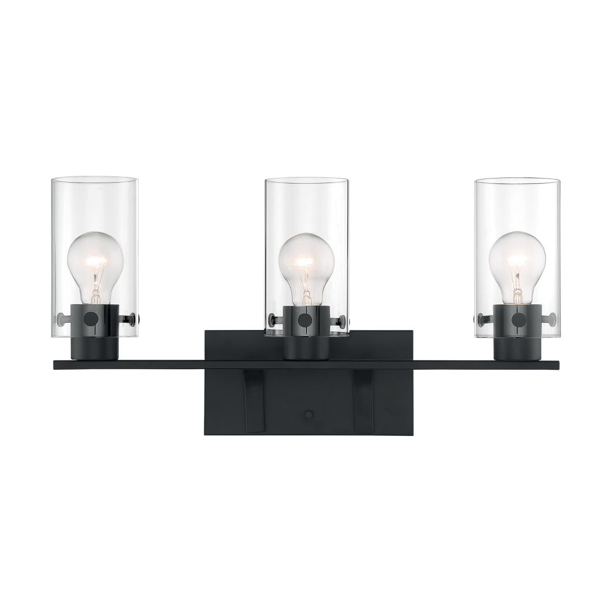 60-7273 SOMMERSET 3 LIGHT VANITY Sommerset - 3 Light Vanity with Clear Glass - Matte Black Finish - Cheap-Us