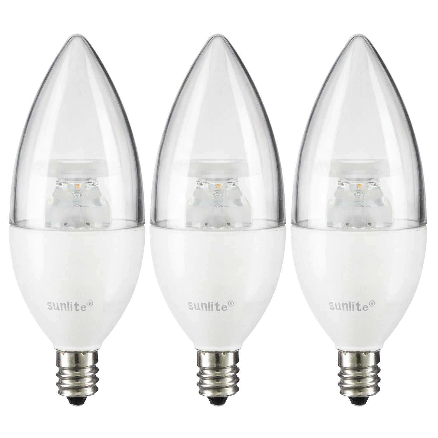 Sunlite CTC/LED/4.5W/E12/CL/D/ES/27K LED Torpedo Tip Chandelier 5W (40W Equivalent) Light Bulb Candelabra (E12) Base, 2700K Soft White - Cheap-Us
