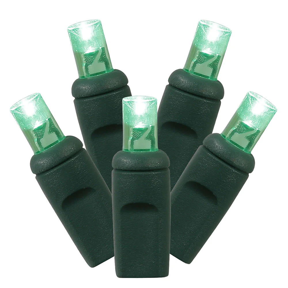 Vickerman 50 Green Wide Angle LED Light on Green Wire, 25' Christmas Single Mold Light Strand- 2 Pack - Cheap-Us