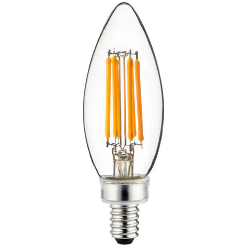 Sunlite 80661 LED Filament B11 Torpedo Tip Chandelier Light Bulb, 5 Watts (60 W Equivalent), 600 Lumens, Candelabra E12 Base,  Dimmable, UL Listed, 2700K Warm White, Pack of 12 - Cheap-Us