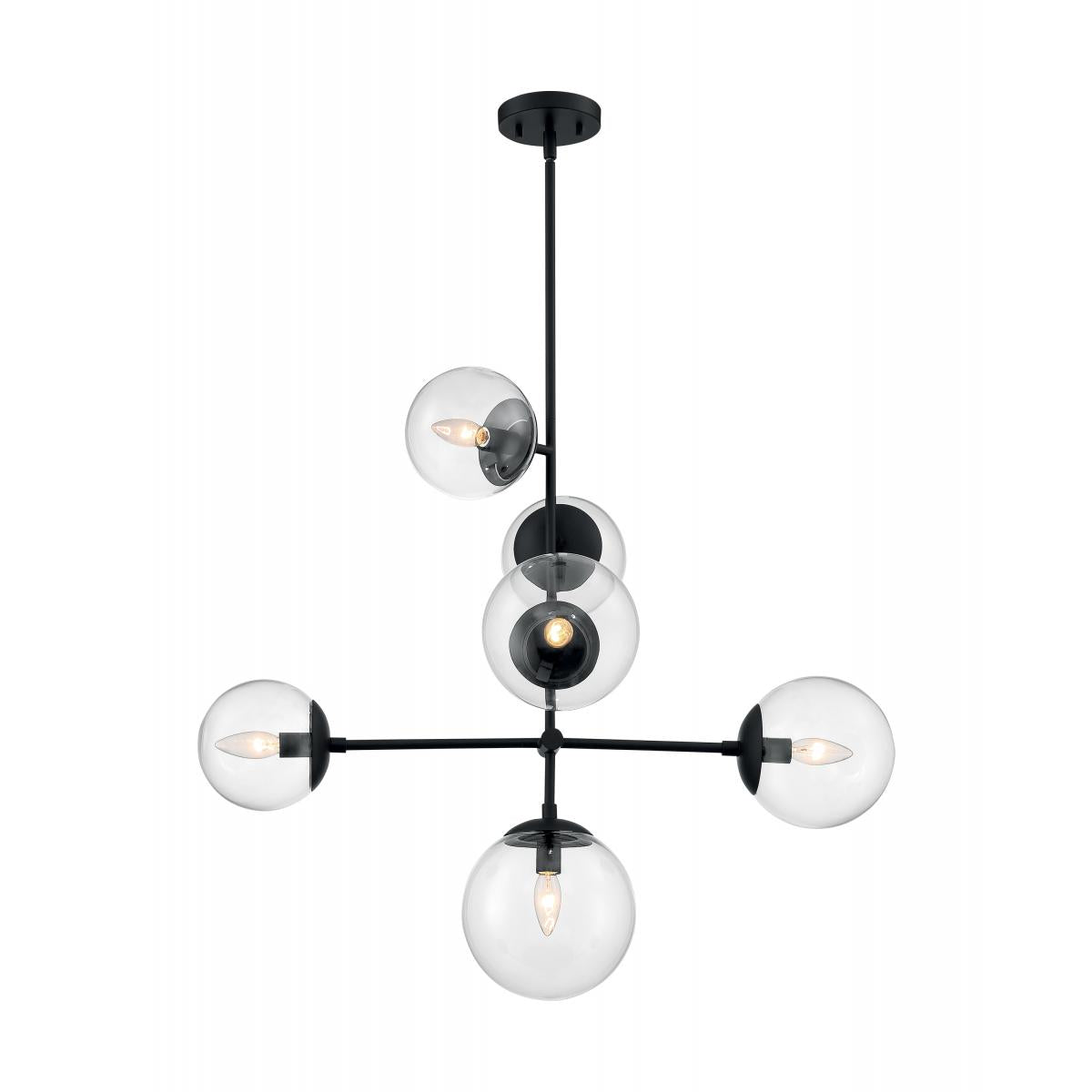 60-7135 SKY 6 LIGHT PENDANT Sky - 6 Light Pendant with Clear Glass - Matte Black Finish - Cheap-Us
