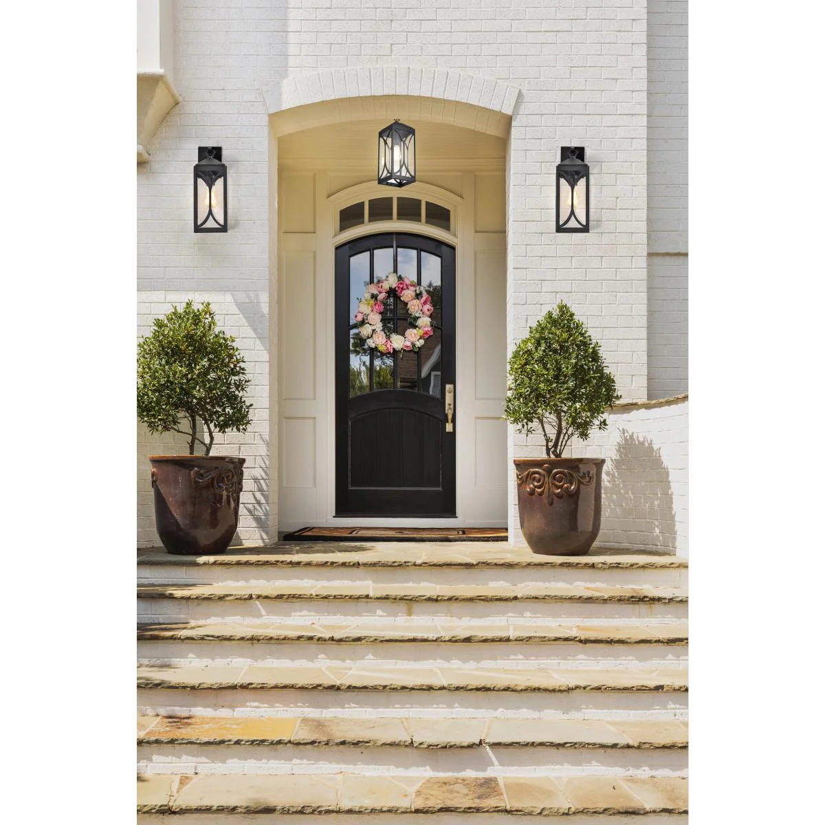 60-8122 OAKLYN 1 LT MD WALL LANTERN Oaklyn; 1 Light Medium Wall Lantern; Matte Black with Clear Glass - Cheap-Us