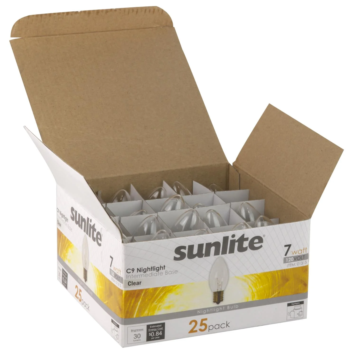 Sunlite 7C9/CL 7 Watt C9 Lamp Intermediate (E17) Base - Cheap-Us