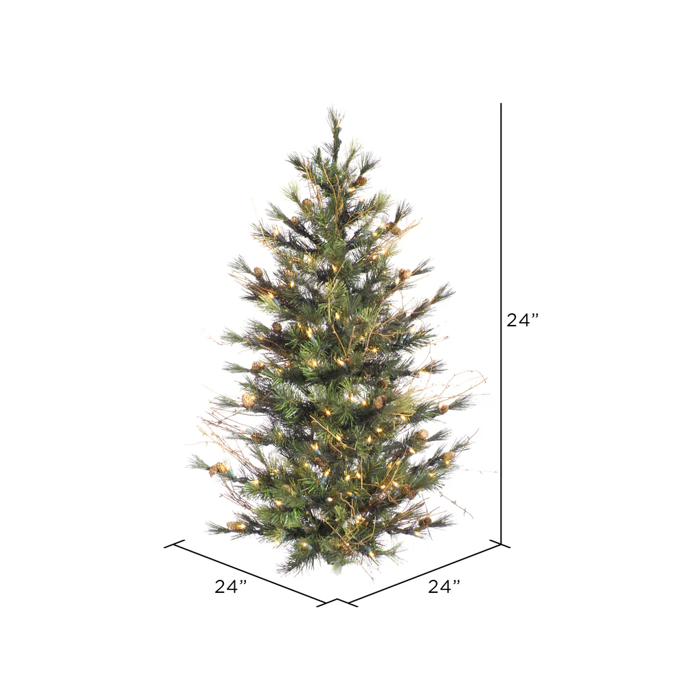 Vickerman 2' Mixed Country Pine Artificial Christmas Wall Tree Clear Dura-Lit® Mini Lights - Cheap-Us